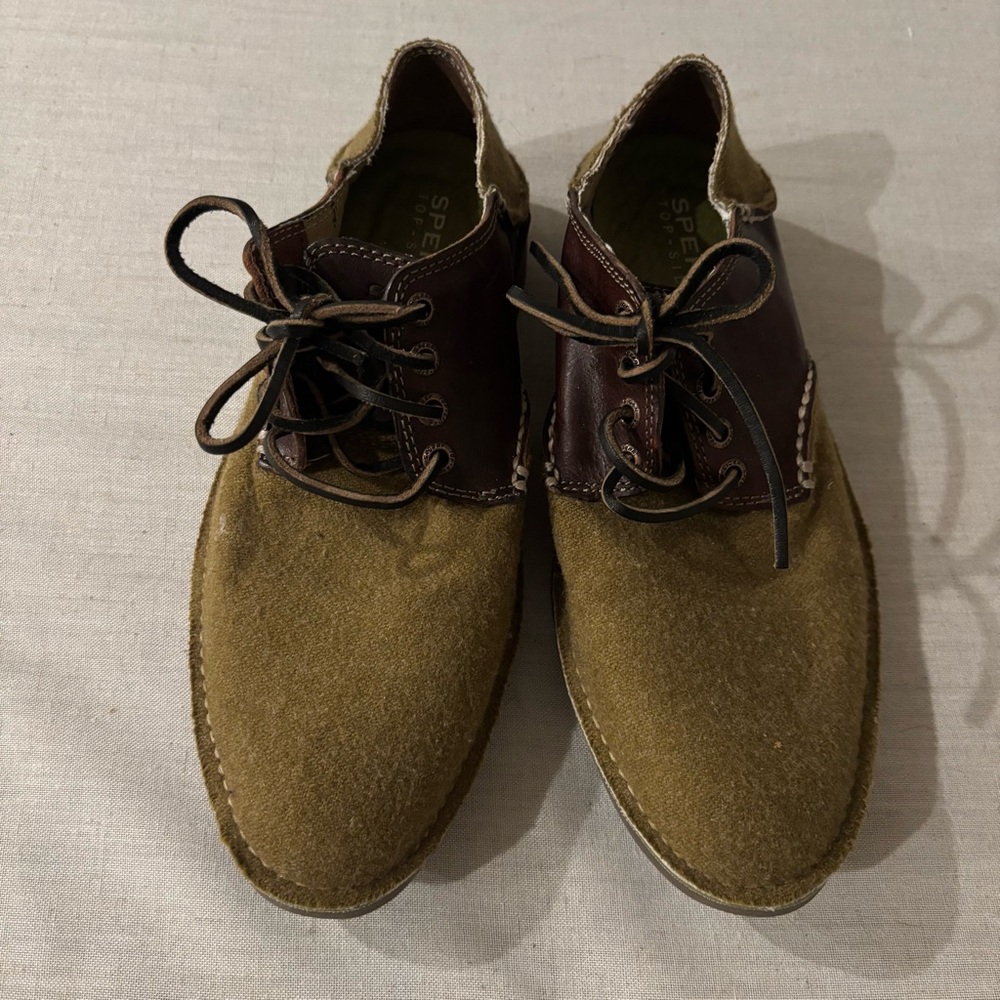 Sperry Top-Sider Olive Wool & Brown Leather Oxford Shoes Men’s 7M